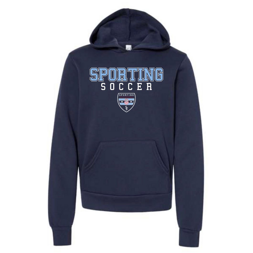 New Adult Unisex Hoodie with SPORTING Soccer (Navy)