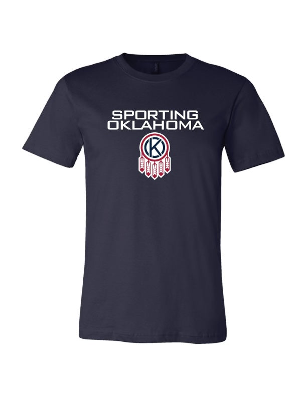 Youth Short Sleeve Tee with Sporting Shield + Wordmark (Navy)