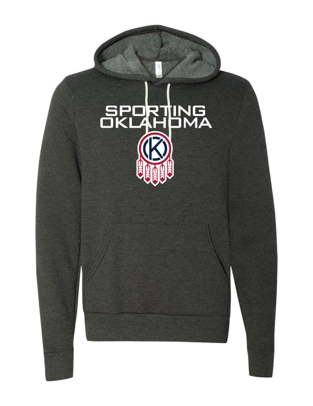 Adult Unisex Hoodie with Sporting Shield + Wordmark (Dark Grey Heather)