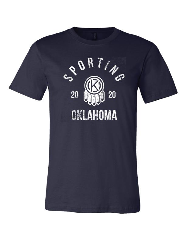 Adult Unisex Short Sleeve Tee with Sporting Shield est. 2020 (Navy)