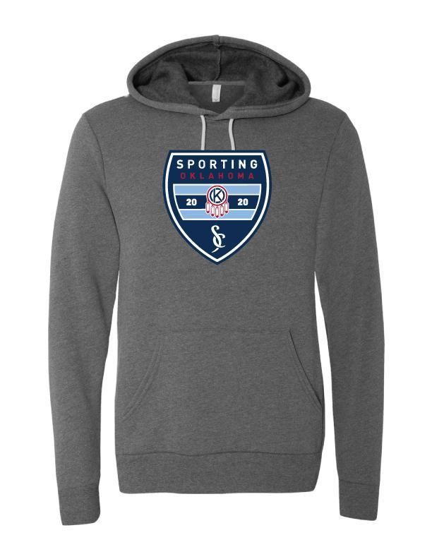 Adult Unisex Hoodie with Sporting Badge (Deep Heather Grey)